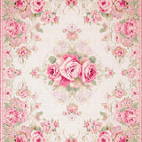 Ultra Soft Area Rug, Non Slip, Stain Resistant, Washable Area Rugs for Living Room, Bedroom, Charming Round Shabby Chic Motif(Ivory)