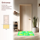 Ultra Soft Area Rug, Non Slip, Stain Resistant, Washable Area Rugs for Living Room, Bedroom, Lighthearted Cartoon Animal Theme(Green)