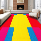 Ultra Soft Area Rug, Non Slip, Stain Resistant, Washable Area Rugs for Living Room, Bedroom, Joyful Brightly Colored Curves(Red)