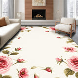 Ultra Soft Area Rug, Non Slip, Stain Resistant, Washable Area Rugs for Living Room, Bedroom, Luxurious Blooming Elegance Theme(White)