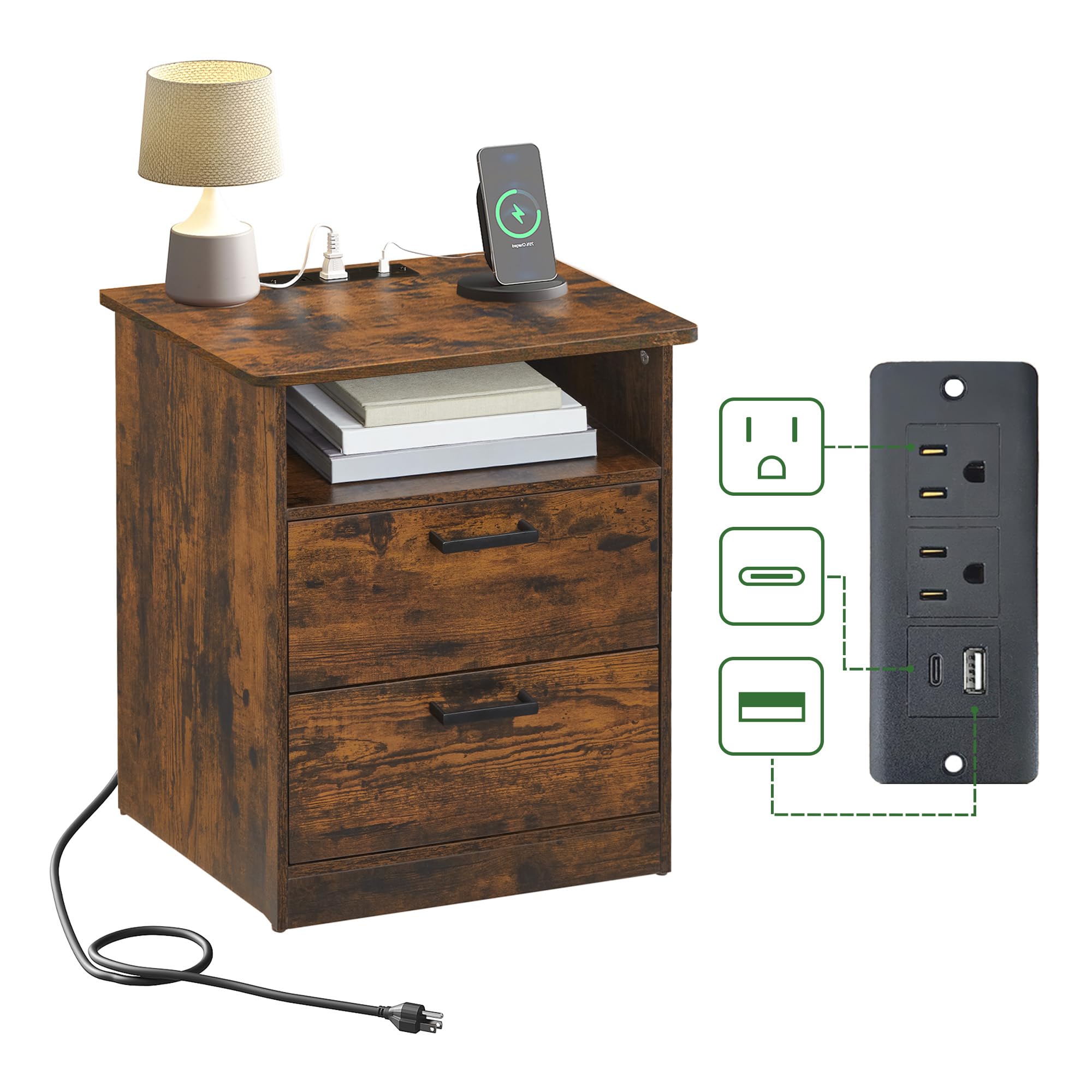 ODIKA Everyday Side Table with Fast Charging Station