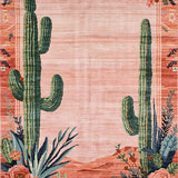 Ultra Soft Area Rug, Non Slip, Stain Resistant, Washable Area Rugs for Living Room, Bedroom, Rustic Southwest Floral Delight(Pink)