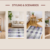 Ultra Soft Area Rug, Non Slip, Stain Resistant, Washable Area Rugs for Living Room, Bedroom, Transitional Grey Lavender Trellis Art(Purple)