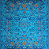 Contemporary Blue Orange Tiled Elegance(Blue)