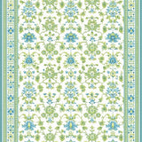 Ultra Soft Area Rug, Non Slip, Stain Resistant, Washable Area Rugs for Living Room, Bedroom, Elegant Soft Green Patterned Flourish(White)