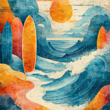 Ultra Soft Area Rug, Non Slip, Stain Resistant, Washable Area Rugs for Living Room, Bedroom, Whimsical Surfboard Area Rug with Colorful Beach Elements(Blue)