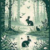 Ultra Soft Area Rug, Non Slip, Stain Resistant, Washable Area Rugs for Living Room, Bedroom, Artistic Retro Rabbit Design(Gray)