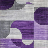 Ultra Soft Area Rug, Non Slip, Stain Resistant, Washable Area Rugs for Living Room, Bedroom, Contemporary Silver Grey Pattern(Purple)