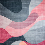 Ultra Soft Area Rug, Non Slip, Stain Resistant, Washable Area Rugs for Living Room, Bedroom, Elegant Grey Pink Geometric Fusion(Gray)
