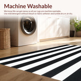 Ultra Soft Area Rug, Non Slip, Stain Resistant, Washable Area Rugs for Living Room, Bedroom, Stylish Black/White Carpet Classic Stripe Pattern Rug(Black)