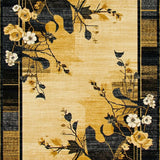 Ultra Soft Area Rug, Non Slip, Stain Resistant, Washable Area Rugs for Living Room, Bedroom, Luxurious Geometric Green Accents(Gold)