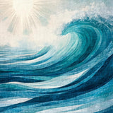 Ultra Soft Area Rug, Non Slip, Stain Resistant, Washable Area Rugs for Living Room, Bedroom, Surfboard Wave Pattern Rug with Swirling Ocean Lines and Sun Motif Design(Blue)