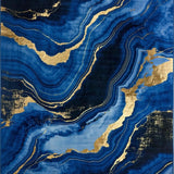 Ultra Soft Area Rug, Non Slip, Stain Resistant, Washable Area Rugs for Living Room, Bedroom, Elegant Blue Marble Aesthetic(Blue)