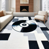 Ultra Soft Area Rug, Non Slip, Stain Resistant, Washable Area Rugs for Living Room, Bedroom, Abstract Multicolor Vinyl Aesthetic(Black)