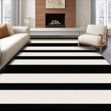 Ultra Soft Area Rug, Non Slip, Stain Resistant, Washable Area Rugs for Living Room, Bedroom, Contemporary Floor Mat Striped Area(Black)