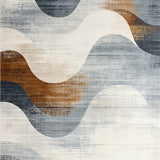 Ultra Soft Area Rug, Non Slip, Stain Resistant, Washable Area Rugs for Living Room, Bedroom, Elegant Distressed Area Rug with Abstract Swirl Design in Neutral Tones(Gray)