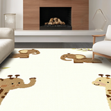Ultra Soft Area Rug, Non Slip, Stain Resistant, Washable Area Rugs for Living Room, Bedroom, Charming Elephant Giraffe Motif(Brown)