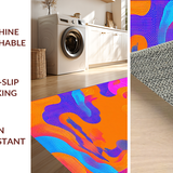 Ultra Soft Area Rug, Non Slip, Stain Resistant, Washable Area Rugs for Living Room, Bedroom, Dynamic Modern Abstract Waves(Orange)
