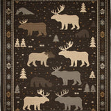 Ultra Soft Area Rug, Non Slip, Stain Resistant, Washable Area Rugs for Living Room, Bedroom, Cozy Earthy Cabin Motif(Black)