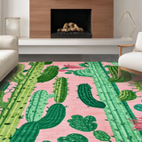 Ultra Soft Area Rug, Non Slip, Stain Resistant, Washable Area Rugs for Living Room, Bedroom, Whimsical Bright Green Leaf Style(Pink)