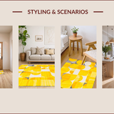 Ultra Soft Area Rug, Non Slip, Stain Resistant, Washable Area Rugs for Living Room, Bedroom, Vibrant Abstract Geometric Delight(Yellow)