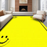 Ultra Soft Area Rug, Non Slip, Stain Resistant, Washable Area Rugs for Living Room, Bedroom, Retro Inspired Smiley Vibe(Yellow)