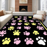 Ultra Soft Area Rug, Non Slip, Stain Resistant, Washable Area Rugs for Living Room, Bedroom, Cute Animal Tracks in Bold Hues(Black)