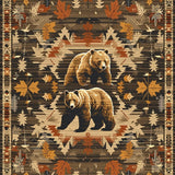 Ultra Soft Area Rug, Non Slip, Stain Resistant, Washable Area Rugs for Living Room, Bedroom, Charming Lodge Bear Imagery(Brown)