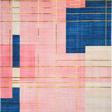 Ultra Soft Area Rug, Non Slip, Stain Resistant, Washable Area Rugs for Living Room, Bedroom, Vivid Abstract Geometric Fusion(Pink)
