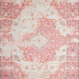 Ultra Soft Area Rug, Non Slip, Stain Resistant, Washable Area Rugs for Living Room, Bedroom, Rustic Neutral Classic Trellis Layout(Pink)