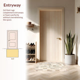 Ultra Soft Area Rug, Non Slip, Stain Resistant, Washable Area Rugs for Living Room, Bedroom, Serene Beige Entryway Abstract Geometric Design for Home(Beige)