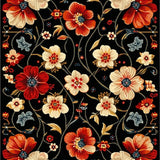 Ultra Soft Area Rug, Non Slip, Stain Resistant, Washable Area Rugs for Living Room, Bedroom, Rustic Vibrant Floral Composition(Black)