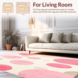 Ultra Soft Area Rug, Non Slip, Stain Resistant, Washable Area Rugs for Living Room, Bedroom, Contemporary Blush Beige & Pink Circle Play Area(Pink)