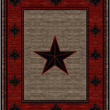 Ultra Soft Area Rug, Non Slip, Stain Resistant, Washable Area Rugs for Living Room, Bedroom, Rustic Earthy Star Pattern(Red)