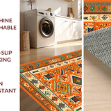 Ultra Soft Area Rug, Non Slip, Stain Resistant, Washable Area Rugs for Living Room, Bedroom, Eclectic Multi-Hued Geometric Art(Orange)