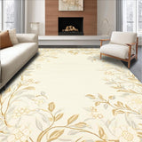 Ultra Soft Area Rug, Non Slip, Stain Resistant, Washable Area Rugs for Living Room, Bedroom, Ivory & Beige Round Stylized Floral Area(Beige)