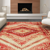 Ultra Soft Area Rug, Non Slip, Stain Resistant, Washable Area Rugs for Living Room, Bedroom, Vibrant Southwestern Tribal Aesthetic(Red)