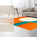 Ultra Soft Area Rug, Non Slip, Stain Resistant, Washable Area Rugs for Living Room, Bedroom, Vibrant Teal Orange Fusion(Orange)