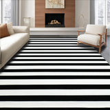 Ultra Soft Area Rug, Non Slip, Stain Resistant, Washable Area Rugs for Living Room, Bedroom, Bold Black & White Rug Front Porch(Black)
