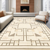 Modern Abstract Geometric Beige Non Slip Area(Beige)