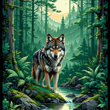 Intricate Forest Scene Print(Green)