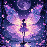 Vibrant Celestial Butterfly Motif(Purple)