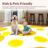 Ultra Soft Area Rug, Non Slip, Stain Resistant, Washable Area Rugs for Living Room, Bedroom, Adorable Egg Motif Design(Yellow)