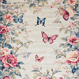 Ultra Soft Area Rug, Non Slip, Stain Resistant, Washable Area Rugs for Living Room, Bedroom, Rustic Nature-Inspired Butterfly Design(Ivory)