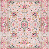 Ultra Soft Area Rug, Non Slip, Stain Resistant, Washable Area Rugs for Living Room, Bedroom, Trendy Circular Botanical Delight(Pink)