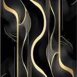 Luxurious Black Gold Geometric Waves(Black)
