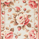 Ultra Soft Area Rug, Non Slip, Stain Resistant, Washable Area Rugs for Living Room, Bedroom, Vibrant Soft Bloom Motif(Beige)