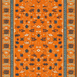 Ultra Soft Area Rug, Non Slip, Stain Resistant, Washable Area Rugs for Living Room, Bedroom, Bold Retro Ethnic Print Statement(Orange)