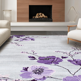 Ultra Soft Area Rug, Non Slip, Stain Resistant, Washable Area Rugs for Living Room, Bedroom, Vibrant Botanical Artistic Touch(Gray)