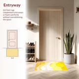 Ultra Soft Area Rug, Non Slip, Stain Resistant, Washable Area Rugs for Living Room, Bedroom, Contemporary Yellow Sunburst(Yellow)
